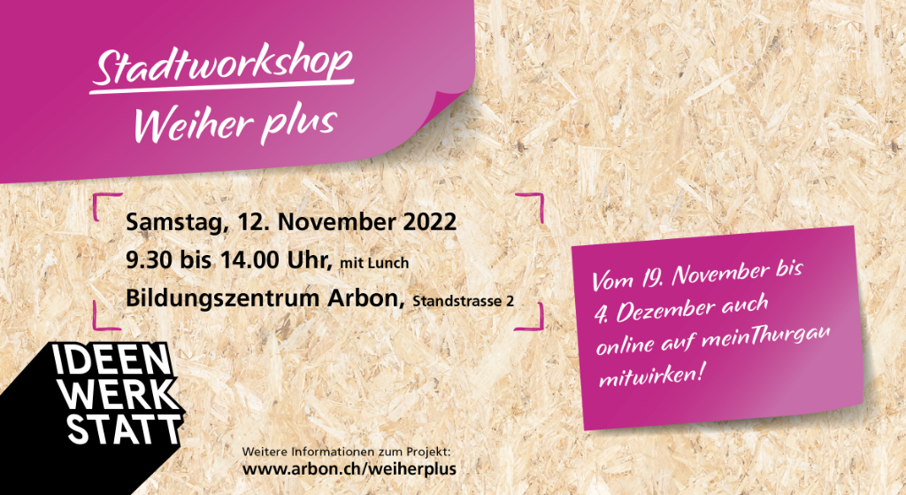 Banner Masterplanung Seeufer Banner Stadtworkshop Weiher plus, Ideenwerkstatt